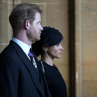 Prince Harry and Meghan Markle at the Queen's funeral