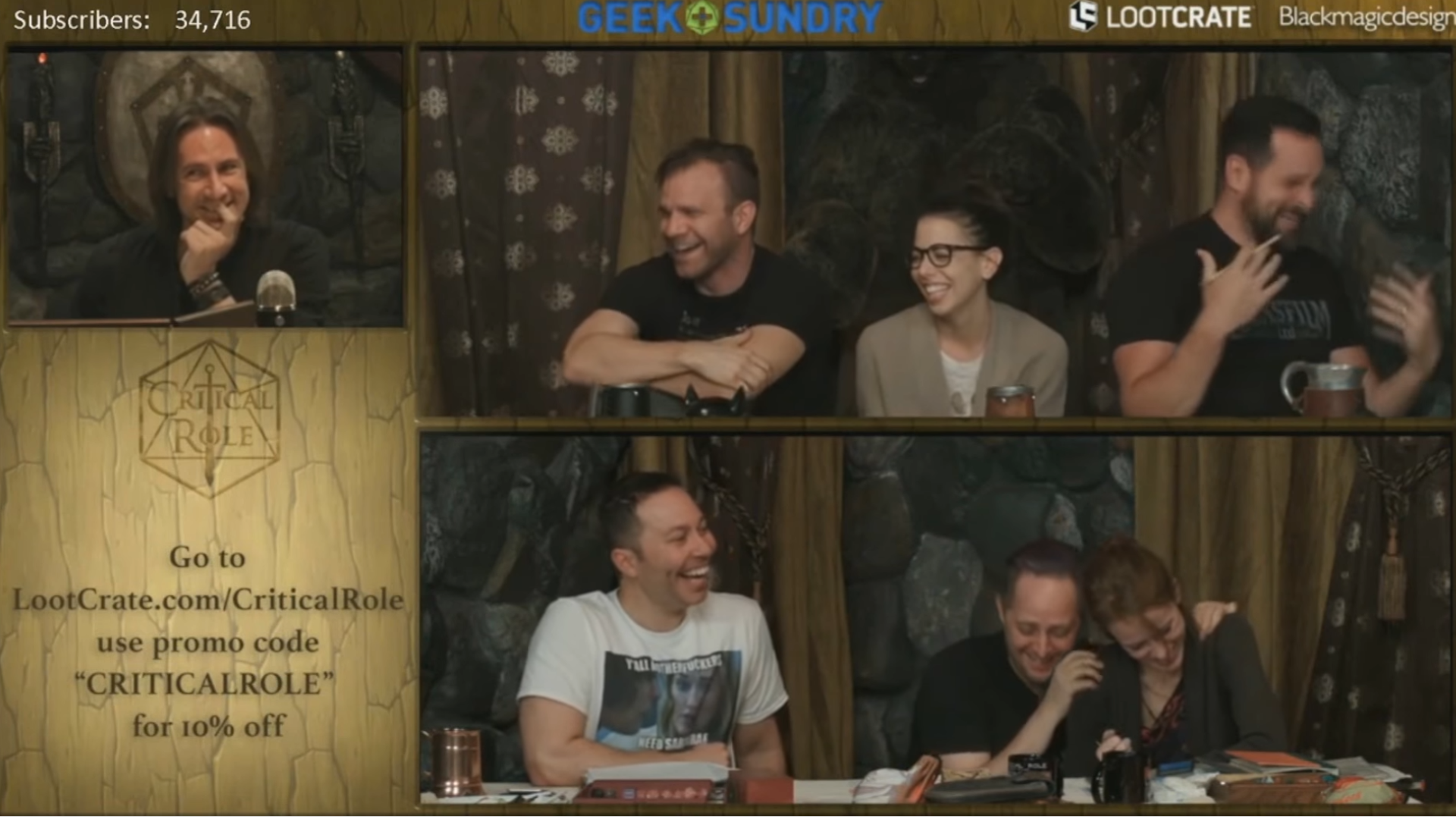 The cast of critical role bust a gut laughing at Taryon Darrington's antics.
