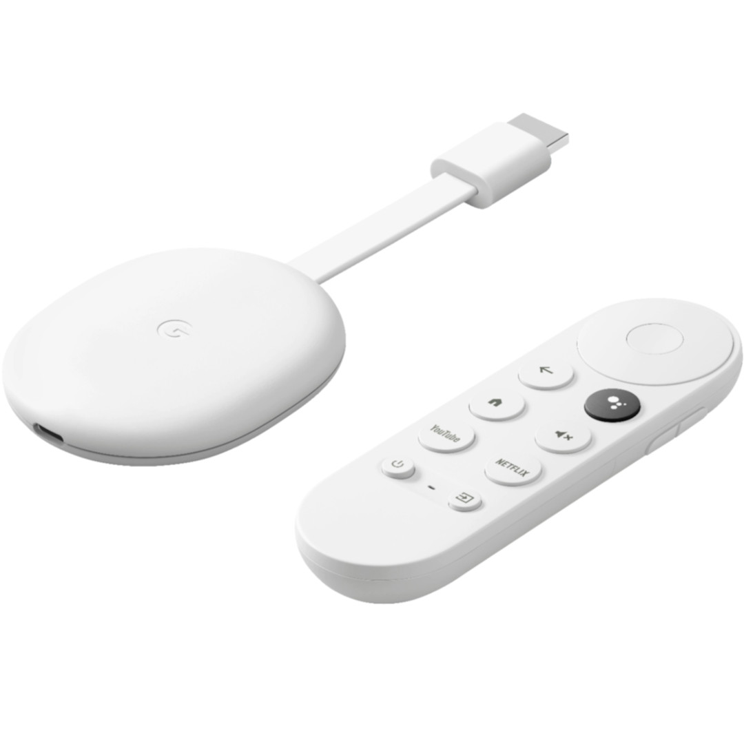 Google TV dongle ve uzaktan kumandalı Chromecast
