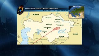 NASA graphic of landing zone in Kazakhstan, Central Asia, for Expedition 31 astronauts on July 1, 2012.