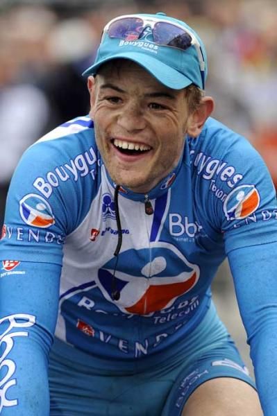 A happy Steve Chainel (BBox Bouygues Telecom) heads to the podium.