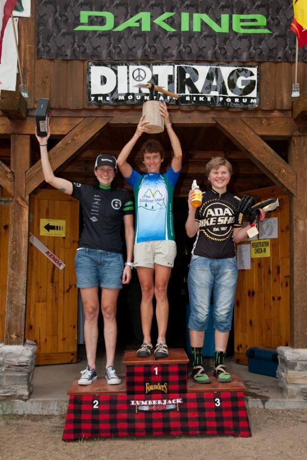 Lumberjack 100 women's singlespeed podium