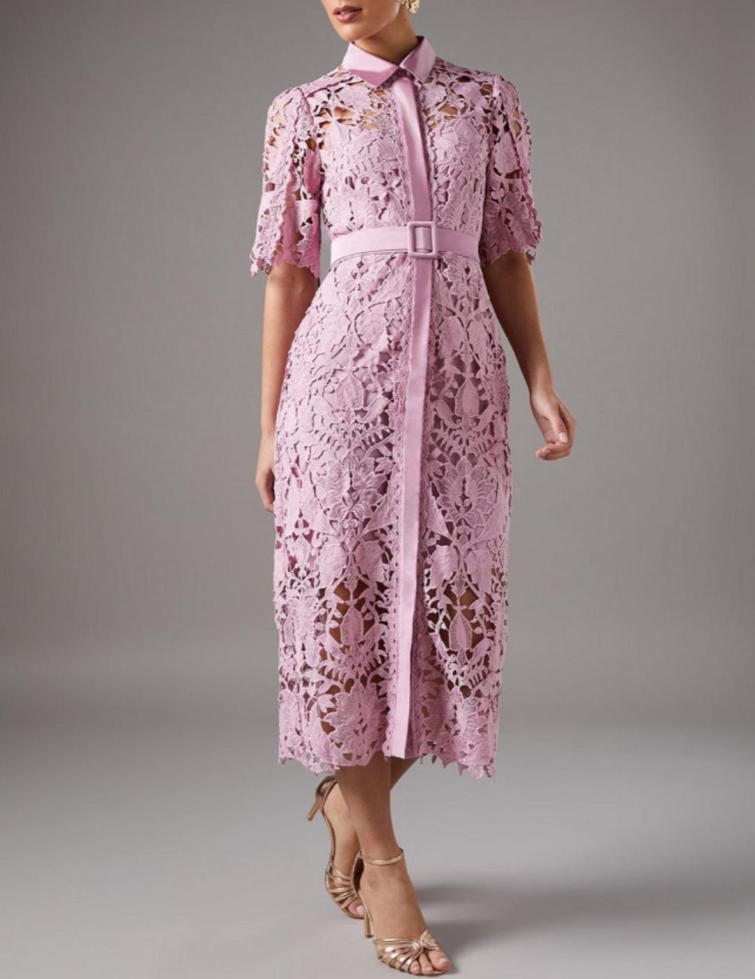 Karen Millen, Lace Shirt Dress With Short Sleeves