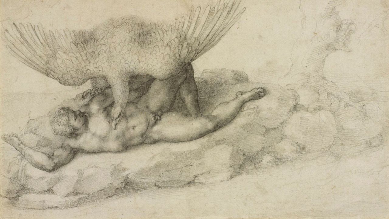 Detail from Michelangelo&#039;s The Punishment of Tityus (1532)