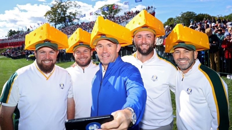 Ryder Cup: Cheesy moment for European team as they don Green Bay