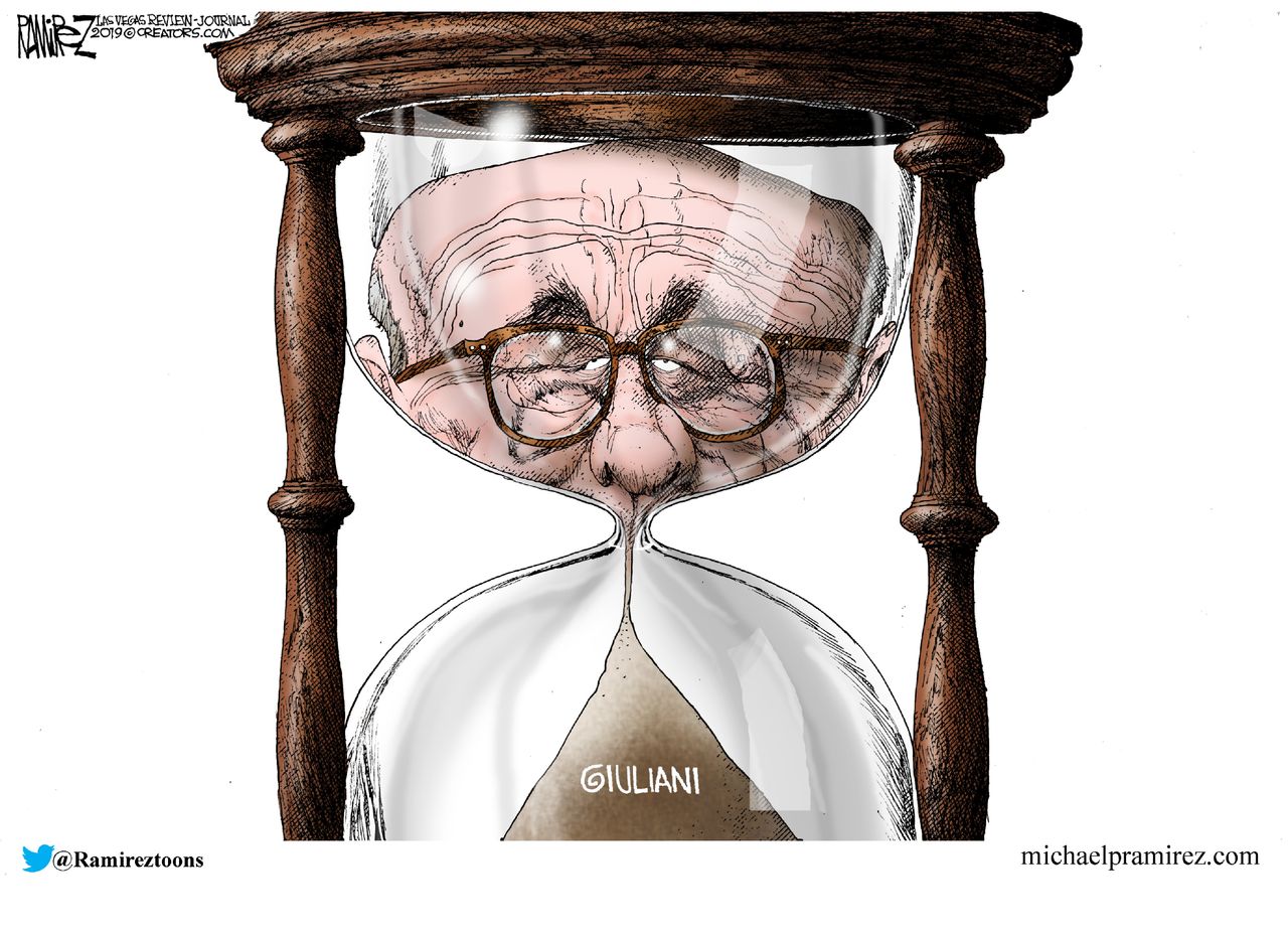 Political Cartoon U.S. Rudy Giuliani hourglass