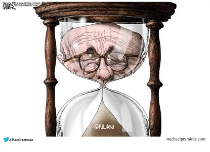 Political Cartoon U.S. Rudy Giuliani hourglass