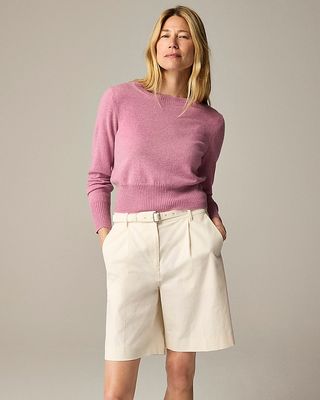 Cashmere Shrunken Crewneck Sweater