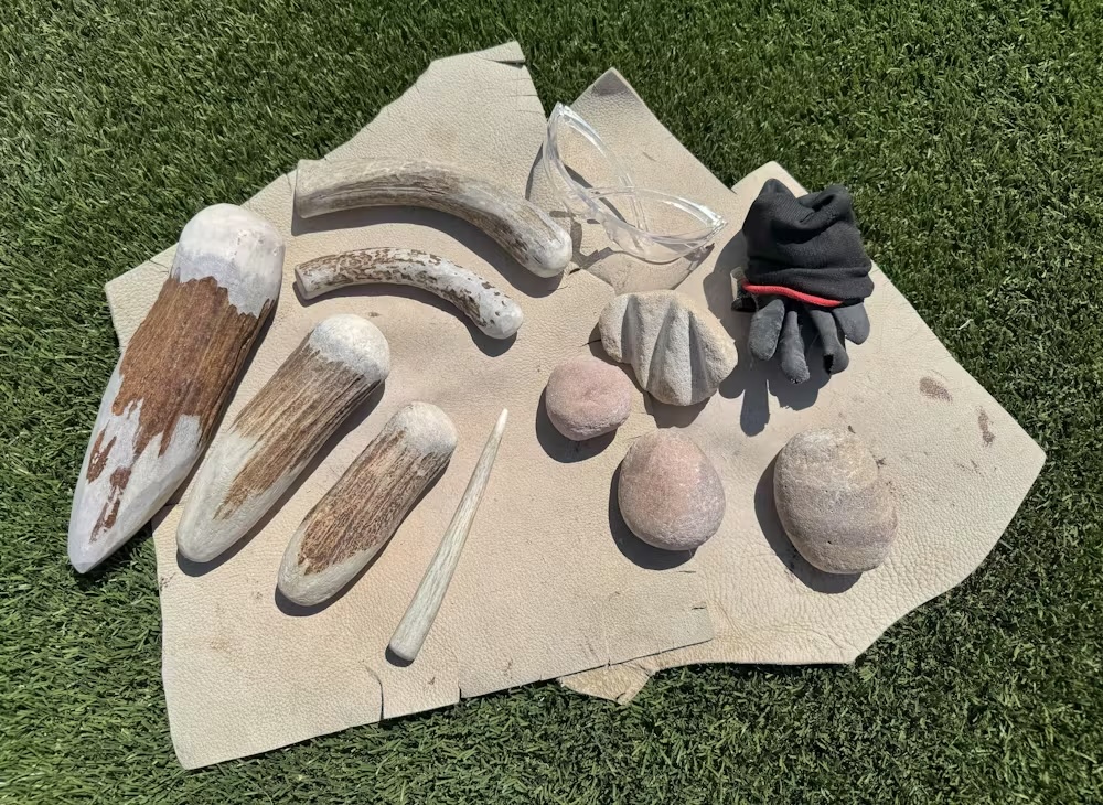 a photo of the tools used for flintknapping