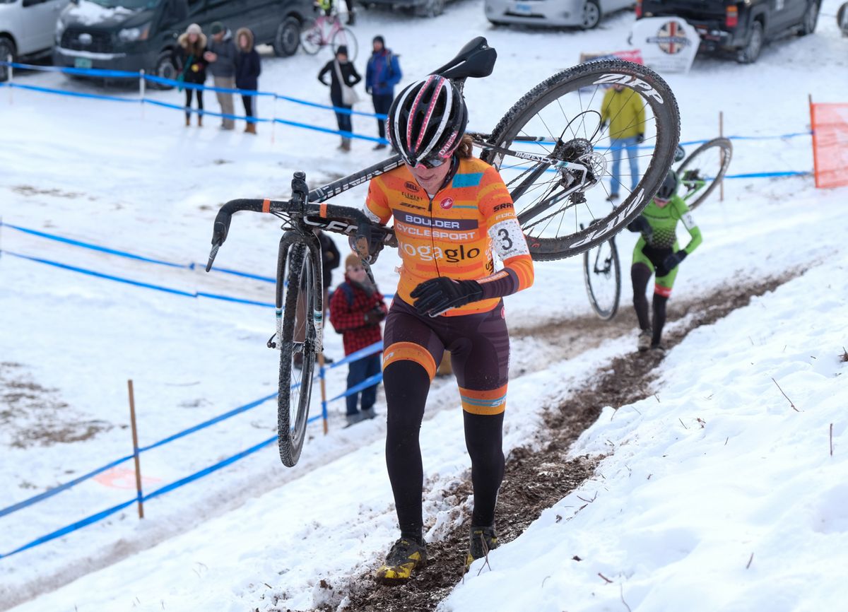 Amanda Miller (Boulder Cycle Sport) owned second place for most of the race.