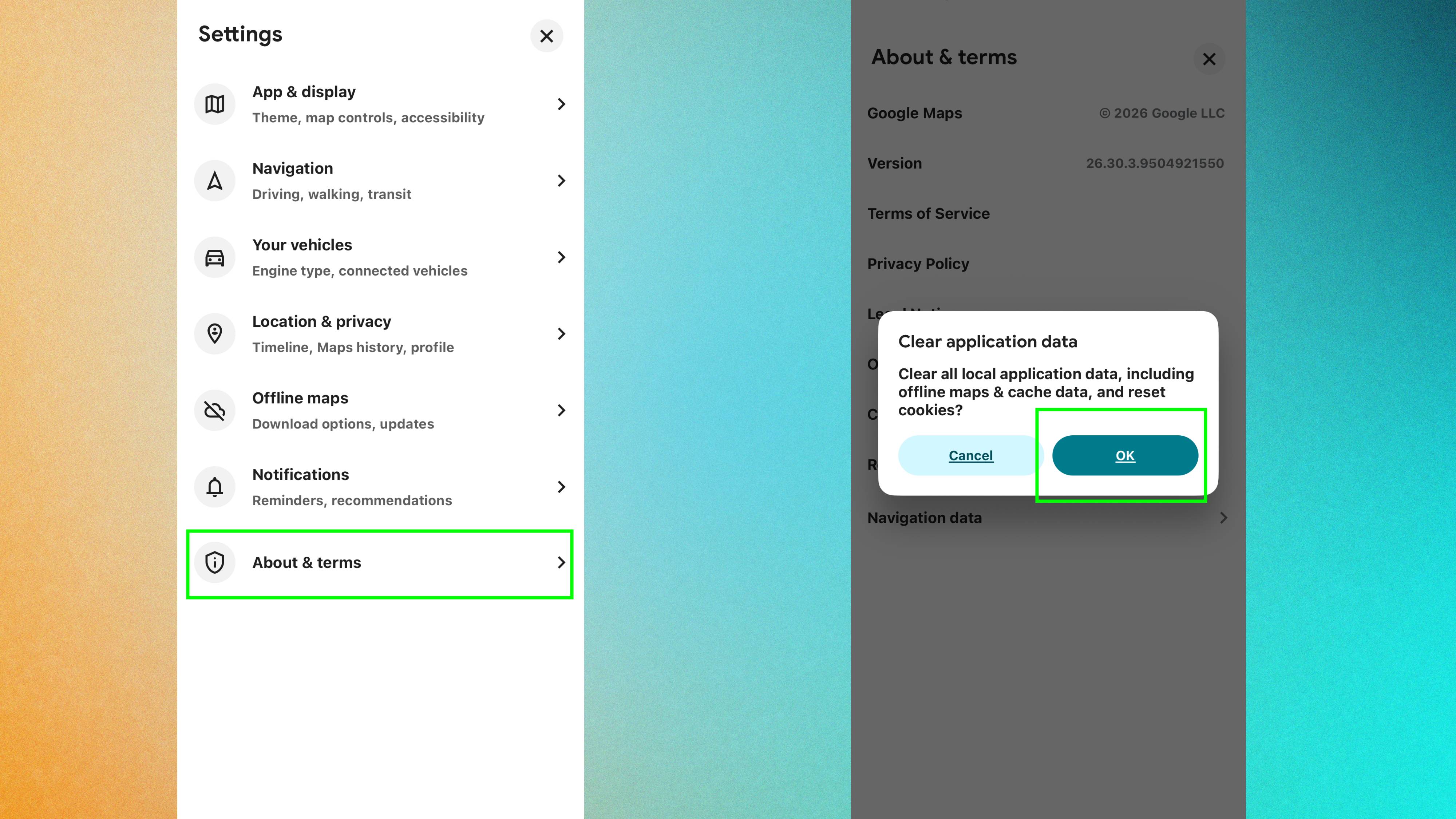 How to clear cache in Google Maps