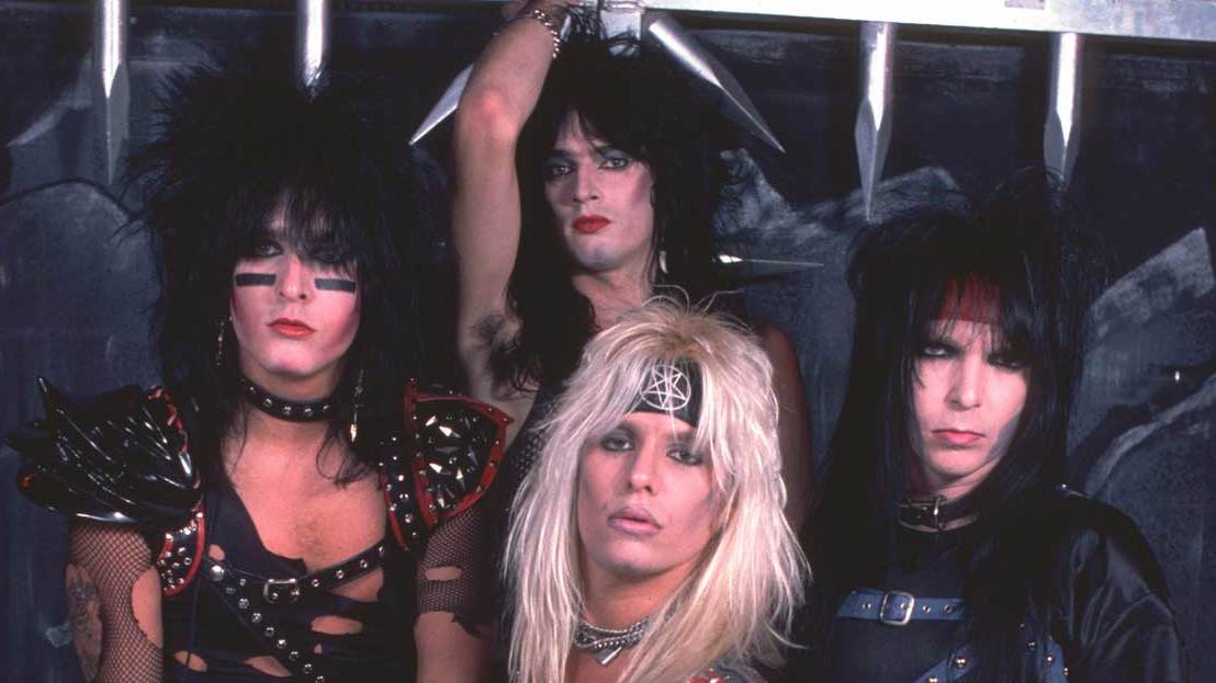 Motley Crue in the early 1980s wearing glam rock make up