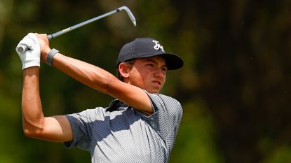 Miles Russell takes a tee shot at the LECOM Suncoast Classic