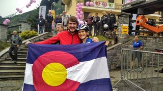Mara Abbott and brother Nate with the Colorado flag