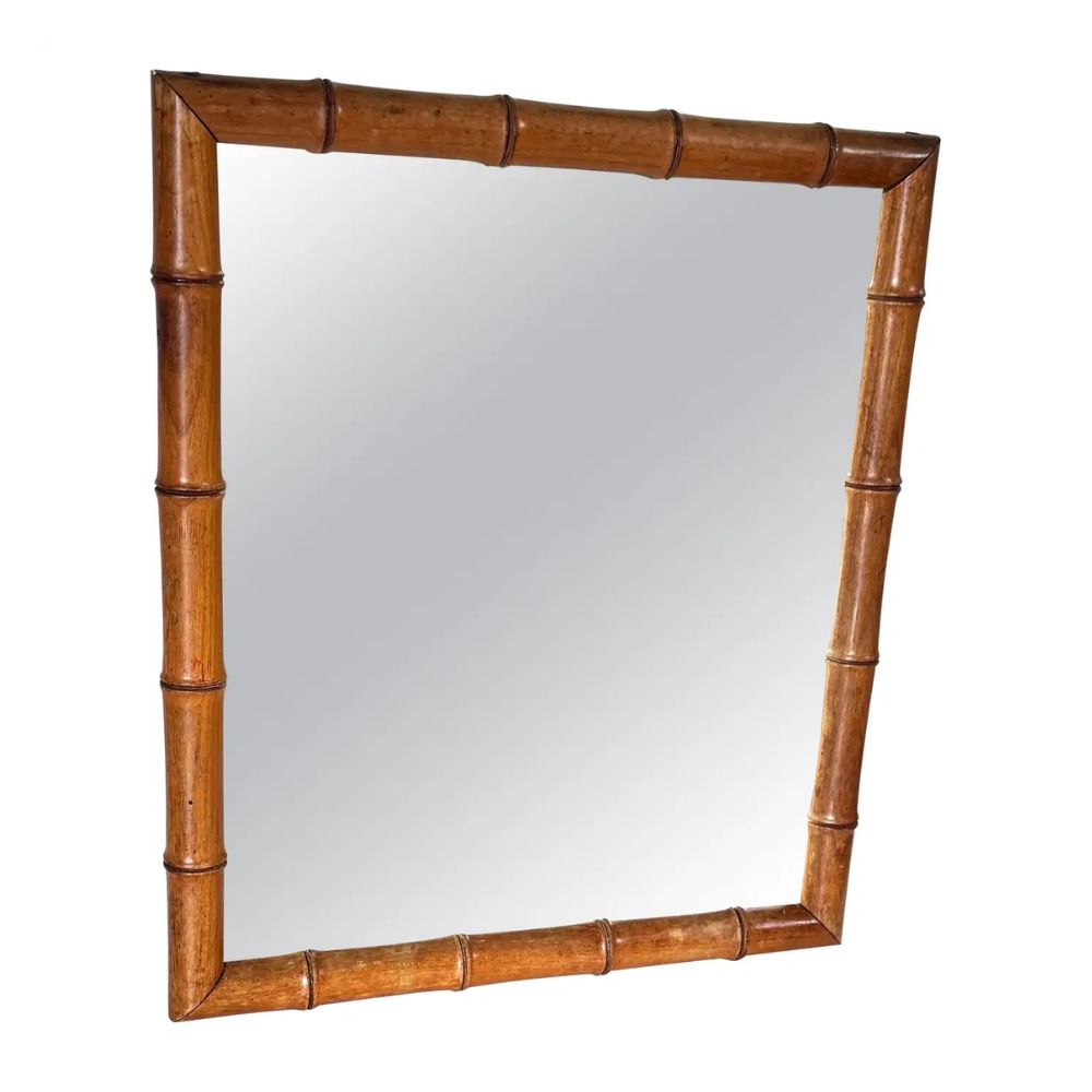 1940s French Riviera Faux Bamboo Mirror