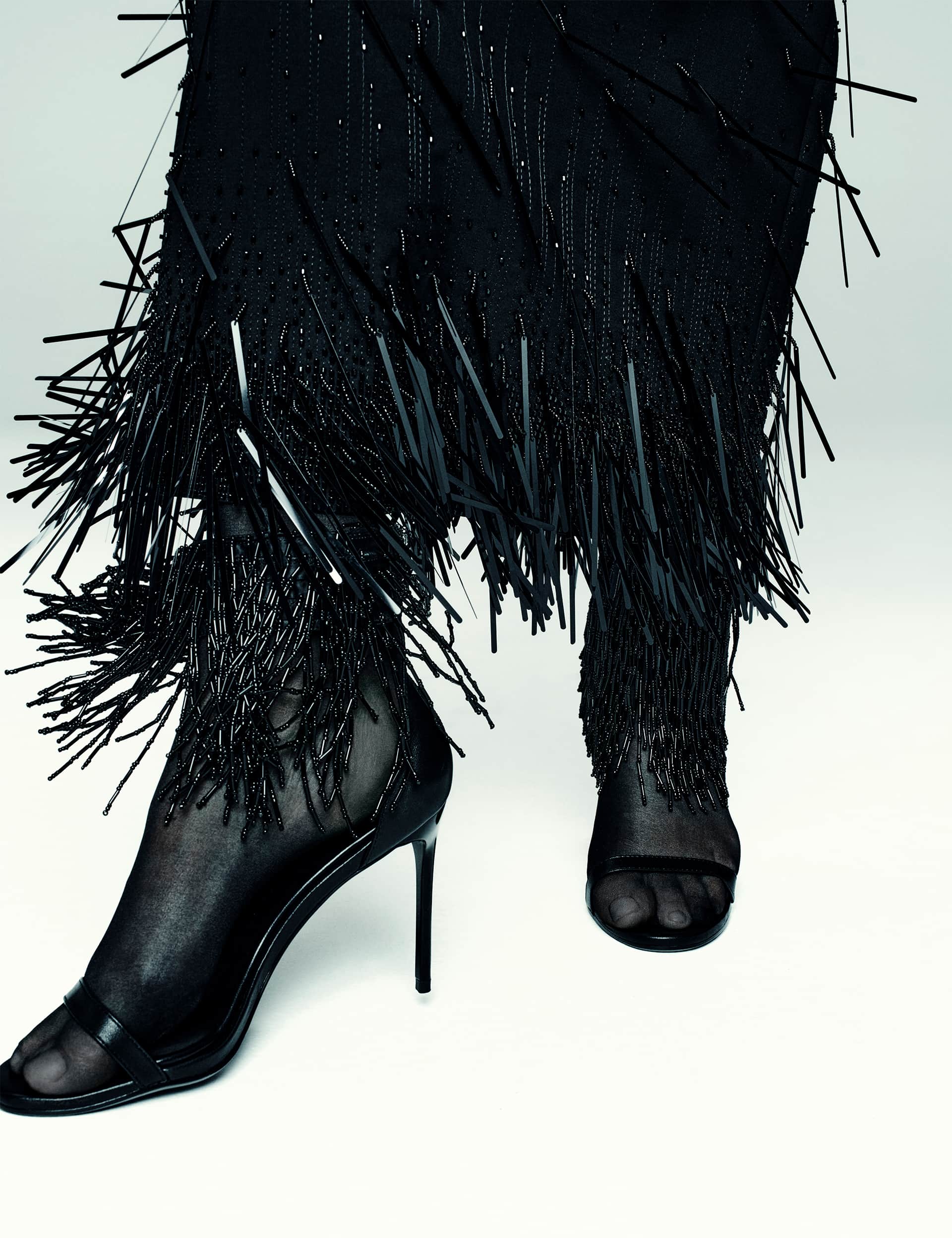 Leather Tassel Strappy Stiletto Heel Sandals