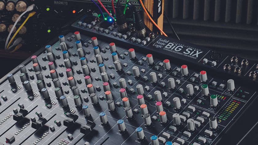 An SSL BiG SiX mixer in a studio