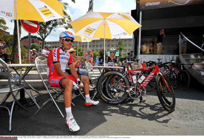 A relaxed Joaquim Rodr&iacute;guez (Katusha) at the start in &Eacute;vry