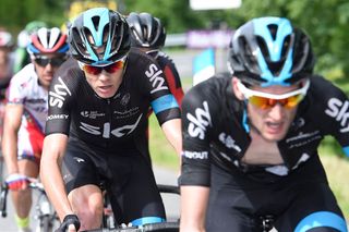 Chris Froome and Wout Poels in action during Stage 7 of the 2015 Criterium du Dauphine