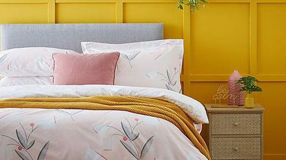 Dunelm: sunny yellow bedroom