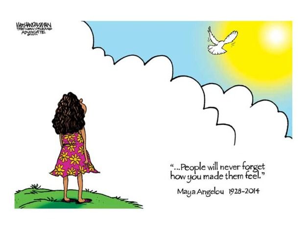 Editorial cartoon Maya Angelou