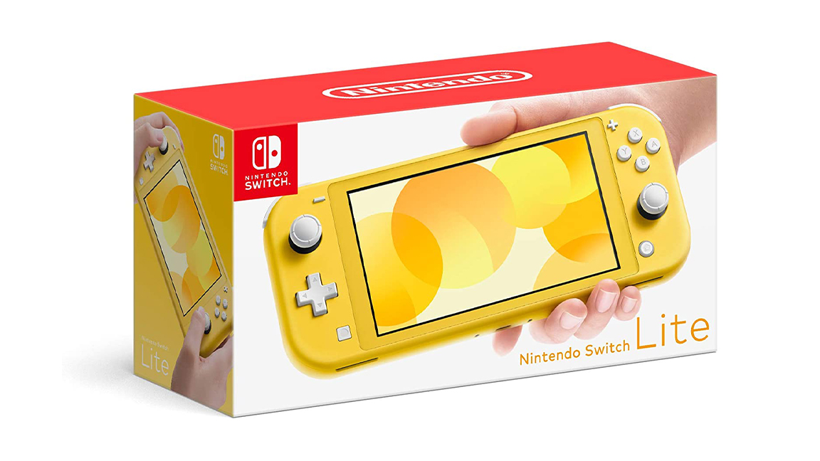 Geltonos dėžutės, skirtos „Nintendo Switch Lite“, paveikslėlis