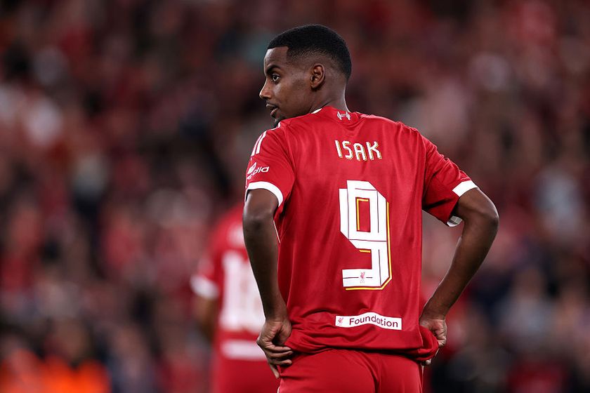 Alexander Isak in a Liverpool shirt