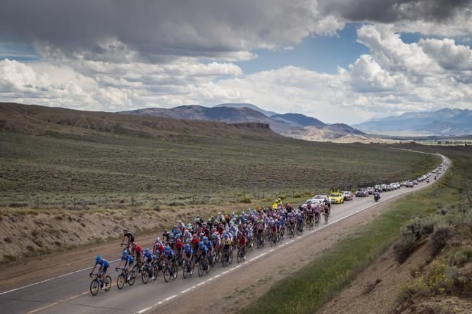 Garmin-Sharp leading the main field on the way to Steamboat Springs.