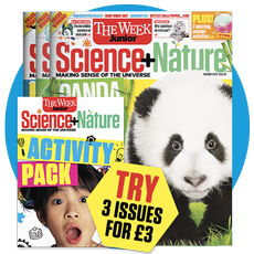 "Try 3 issues for £3" badge with Science + Nature magazines in the background
