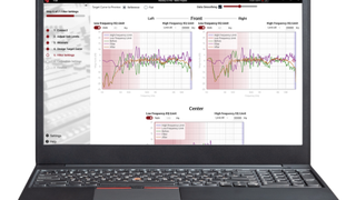 Audyssey room eq software displayed on laptop PC screen