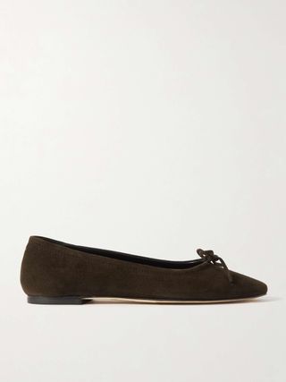 Delfina Bow-Detailed Suede Ballet Flats