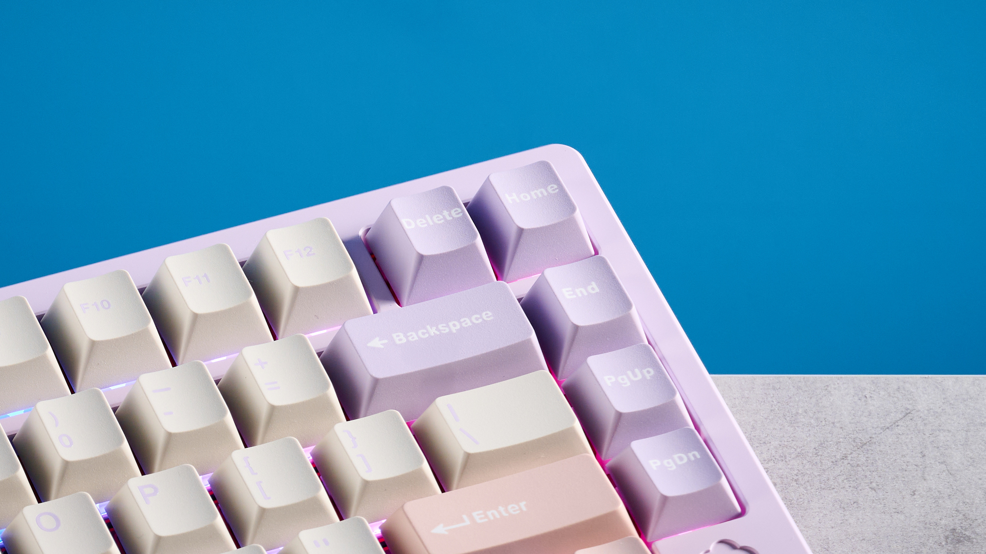 A purple Wobkey Rainy 75 Pro wireless mechanical keyboard with hot-swappable switches