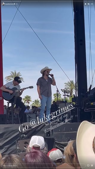 Luke Grimes performing on stage at Stagecoach