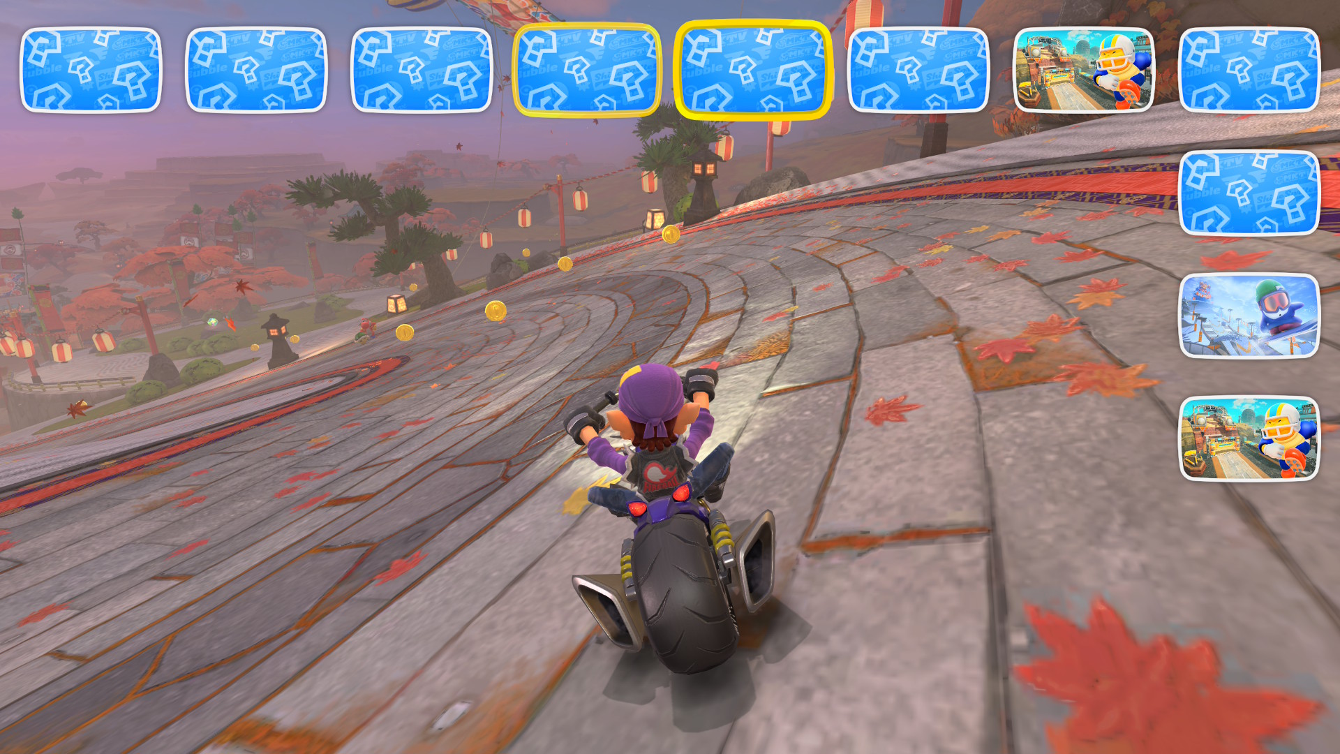 Waluigi looks at random tracks in Mario Kart World