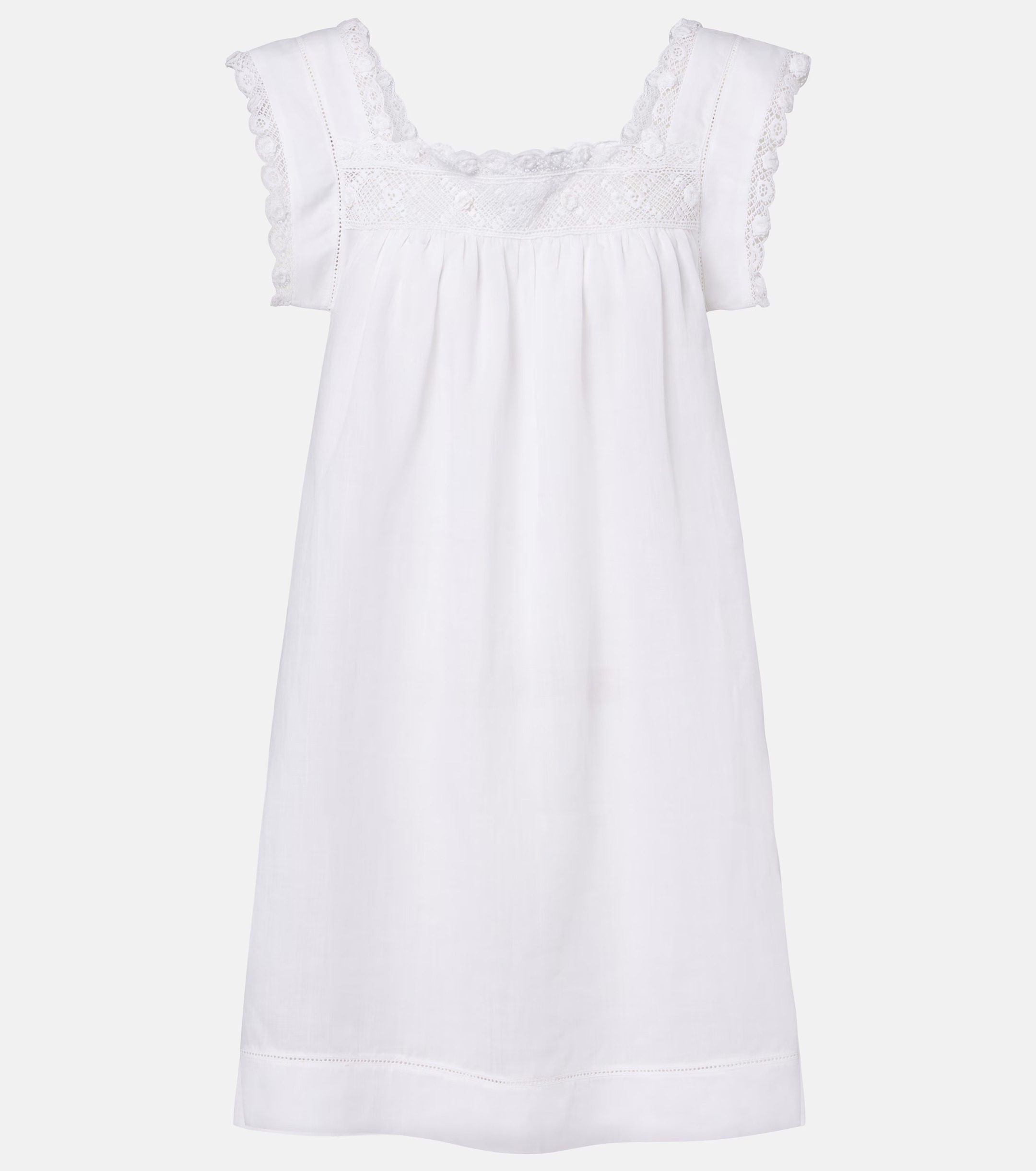 D&amp;ocirc;en, Almadia Crochet-Trimmed Ramie Mini Dress