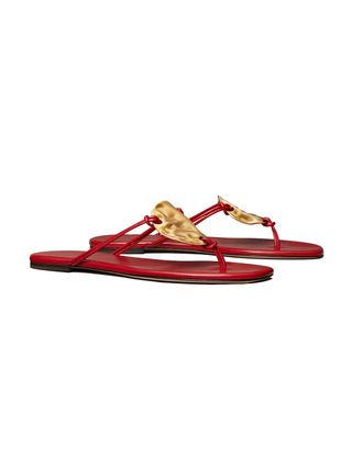 Red Tory Burch thong sandals with gold details