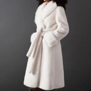 Faux Fur Longline Belted Coat