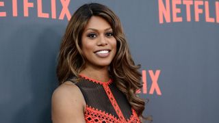 laverne cox headshot on the red carpet with brown macchiato hair color