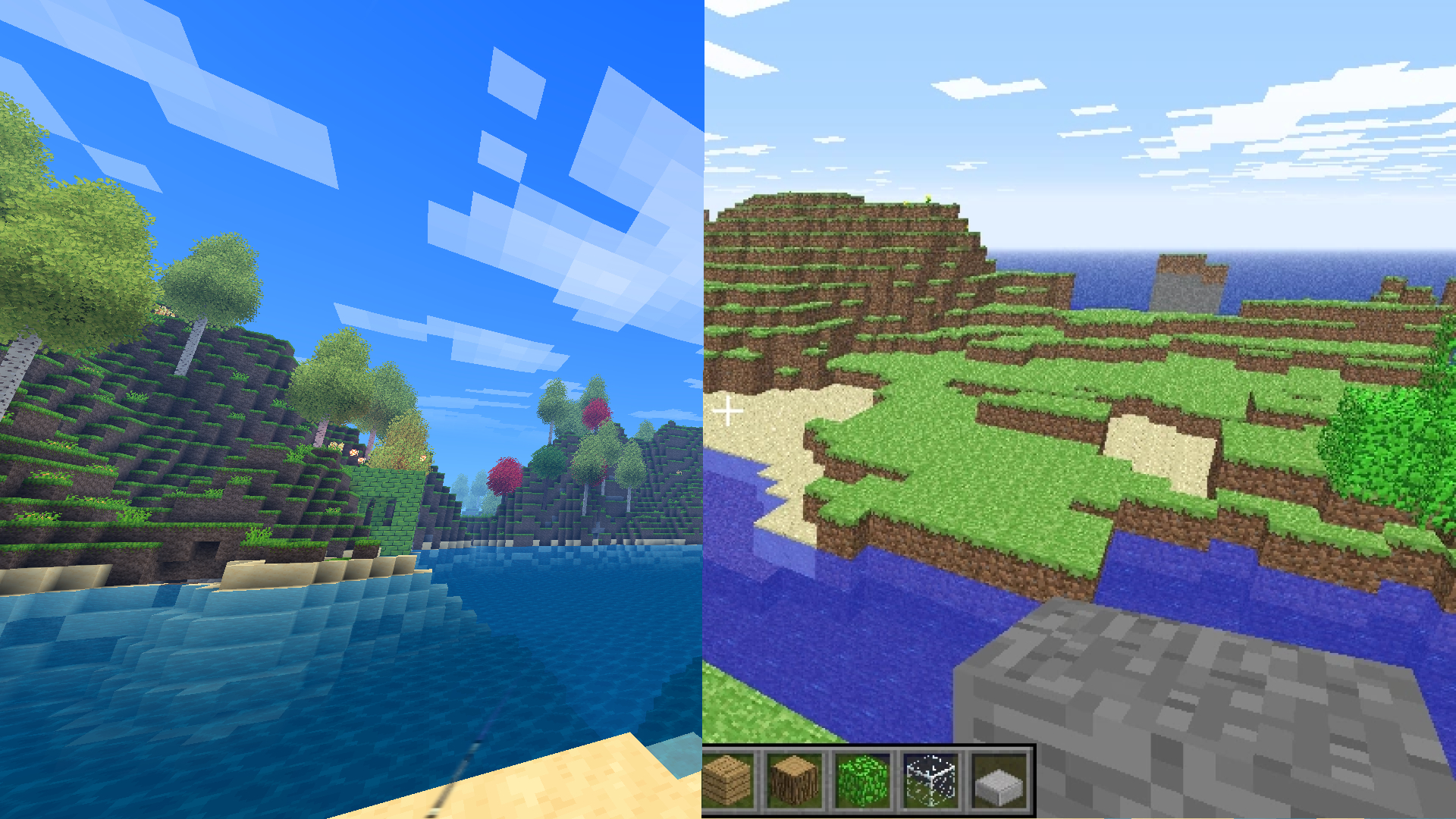 Allumeria and Minecraft side by side
