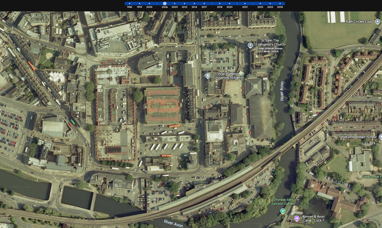 A screenshot of Bath city from Google Earth