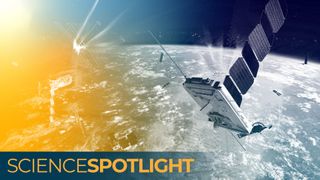 An illustration of a cluster of satellites orbiting the Earth