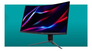 Acer Nitro gaming monitor on a colored background