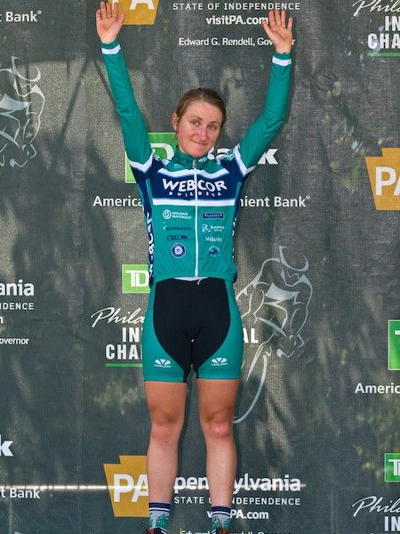 Amy Dombroski exchanged her cyclocross bike for a road bike and won the Miji Reoch Award for the best U23 finisher.