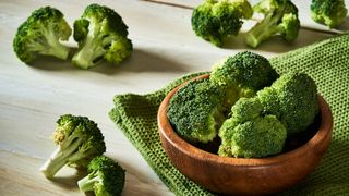 Broccoli on table in a bowl