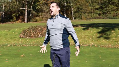 golfer getting angry on the golf course