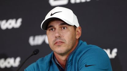 Brooks Koepka addresses the media ahead of LIV Golf debut