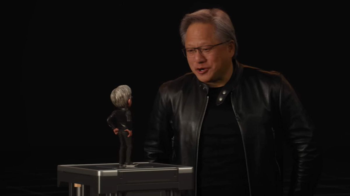 Jen-Hsun Huang talking to little virtual Jen-Hsun Huang