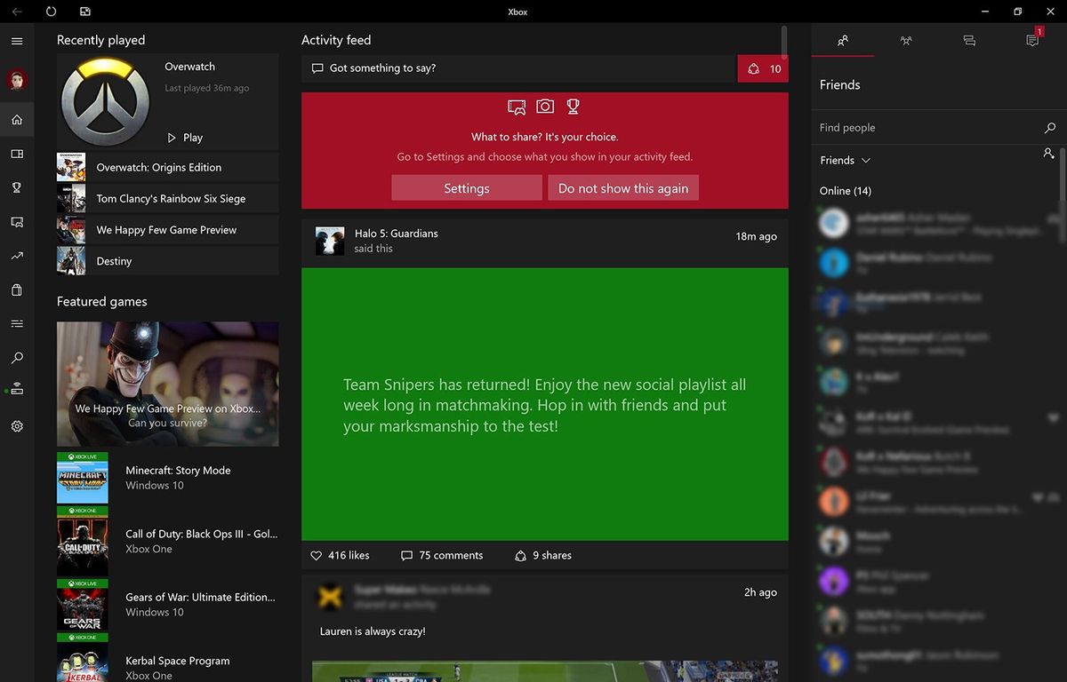 The Xbox app for Windows 10 has been updated with new features ...