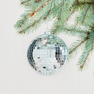 A disco ball Christmas ornament