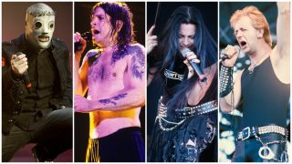 Ozzy Osbourne, Rob Halford, Corey Taylor and Amy Lee on stage at various gigs